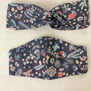 Matching face mask and headband with buttons